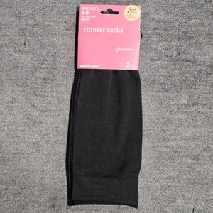 Juncture Womens Trouser Socks Black 2 Pair Pack Fits Shoe Sizes 4-8 New